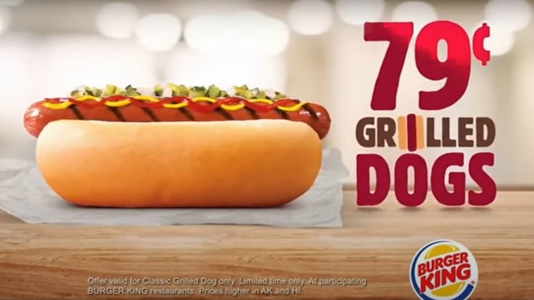 Price for BK Grilled dogs in commercial
