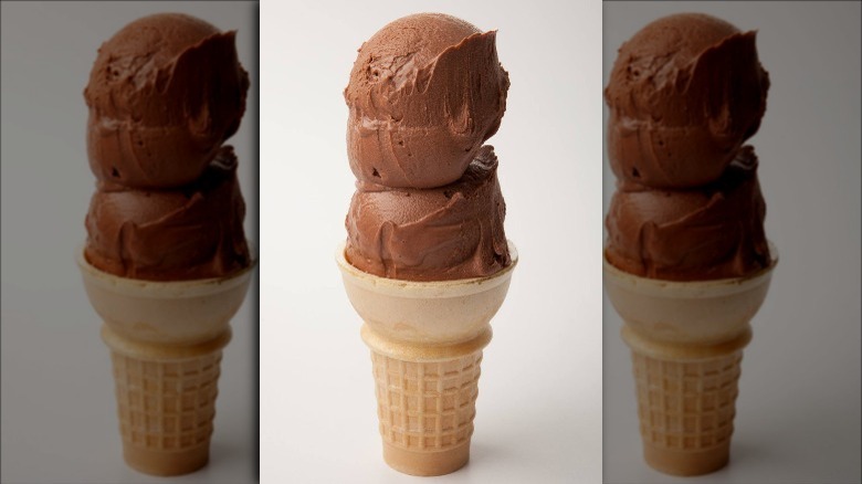 Andy's Frozen Custard's Chocolate Custard Cone with two scoops