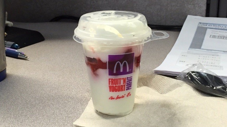 McDonald's parfait on a napkin