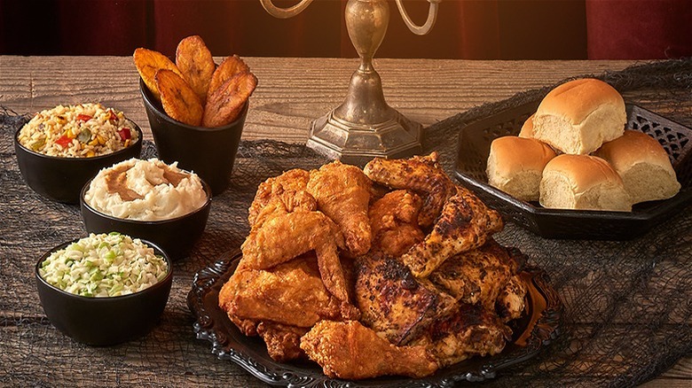 Fried chicken sides on table