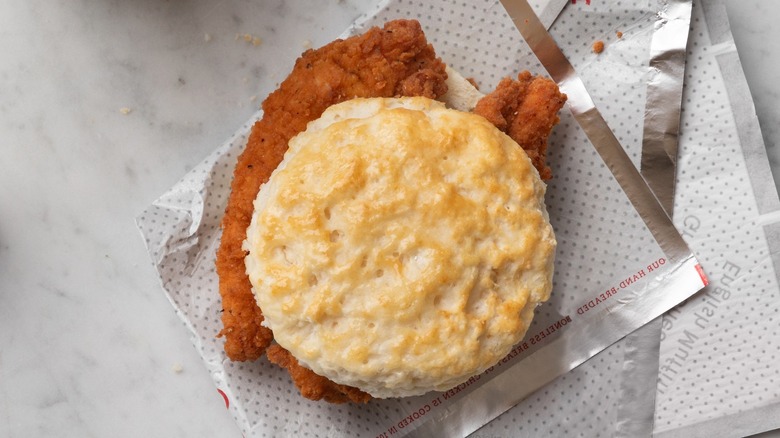 spicy chicken biscuit from Chick-fil-A