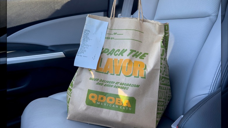 Qdoba bag in the car