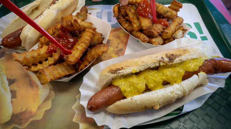 Nathan's Famous' hot dogs