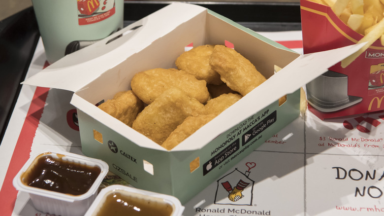 Chicken McNugget box on tray