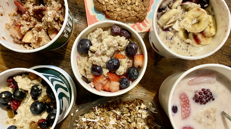 Containers of fast food oatmeal