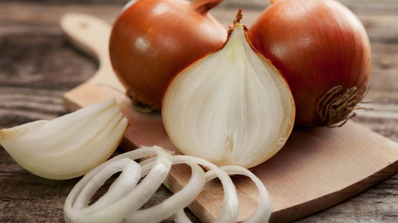 onions on cutting board