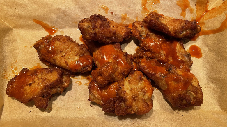 Sauced chicken wings from Domino's 