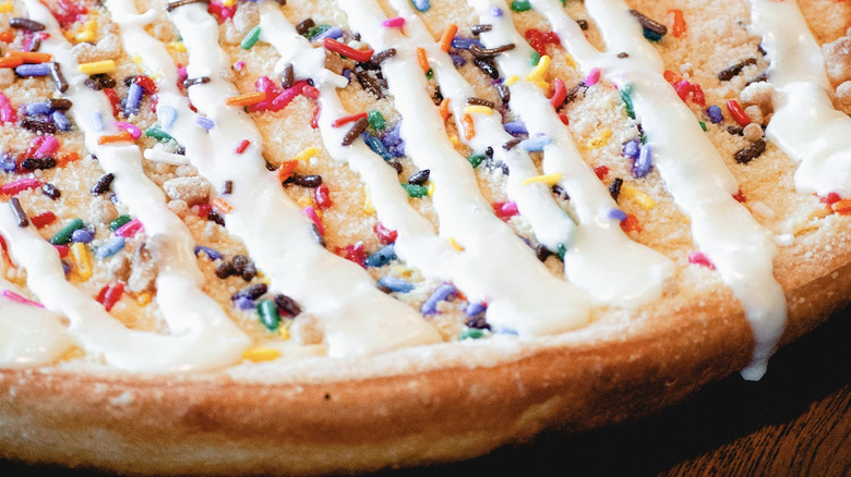 Closeup of Happy Joe's Birthday Cake Pizza