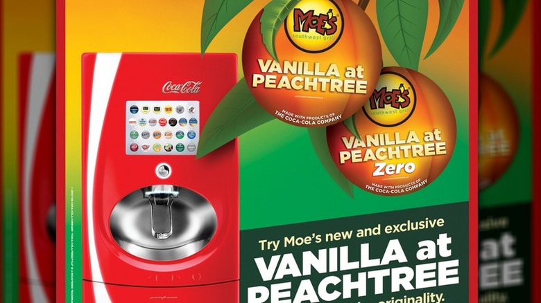 promotional ad for Moe's exclusive Vanilla at Peachtree drink