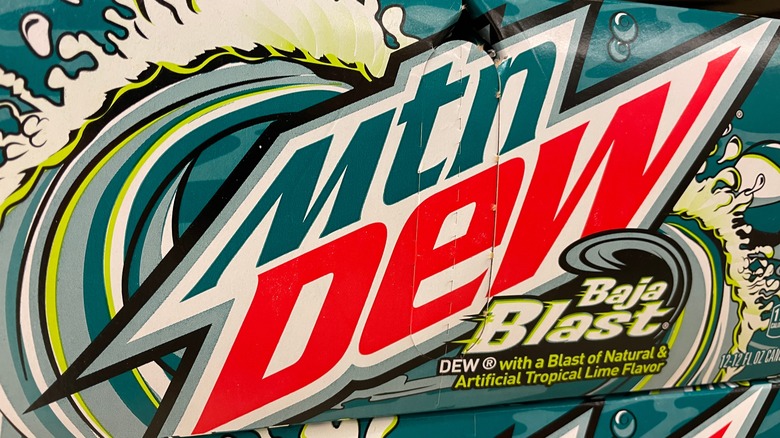 retail case of Mountain Dew Baja Blast