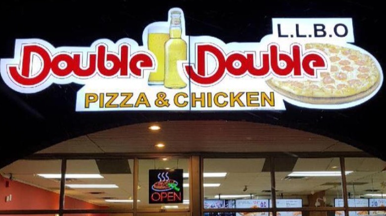 The Double Double Pizza & Chicken sign