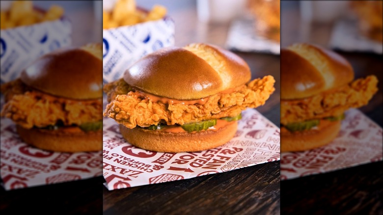 Fried chicken sandwich closeup