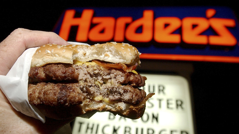 Hardee's sign and burger