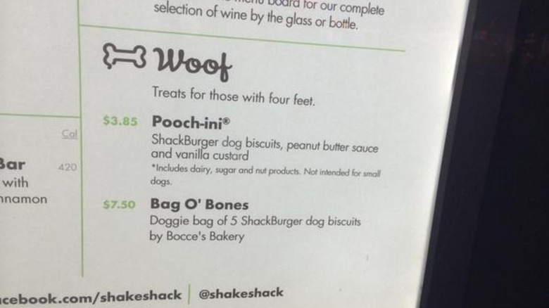 Shake Shack dog menu