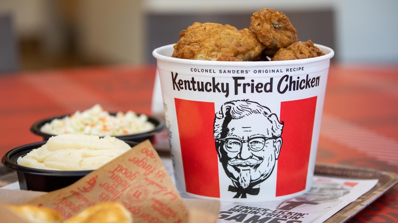 KFC chicken bucket and sides