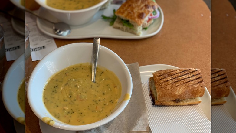 Panera Bread soup and sandwich