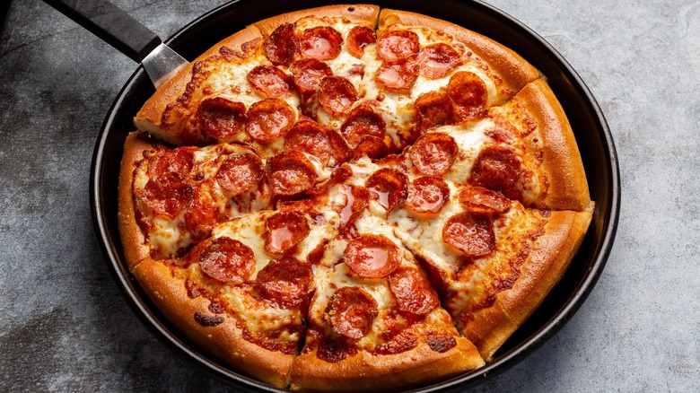 Pizza Hut pepperoni pizza on plate