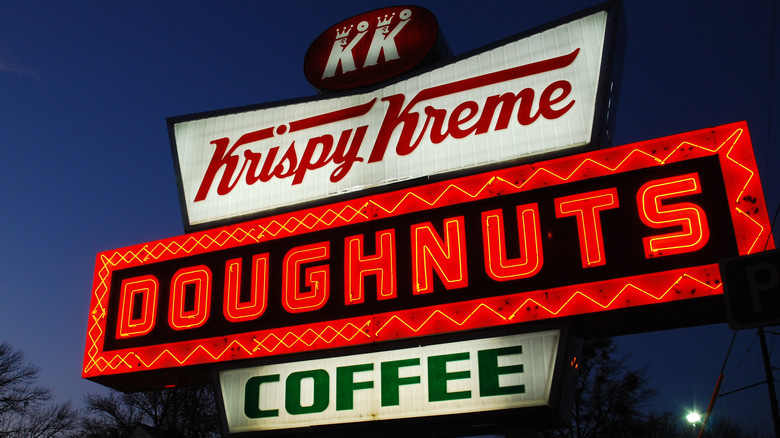 Illuminated KrispyKreme doughnuts sign