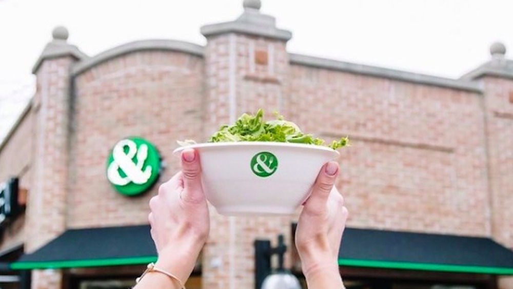 Bowl of salad in front of Crisp & Green