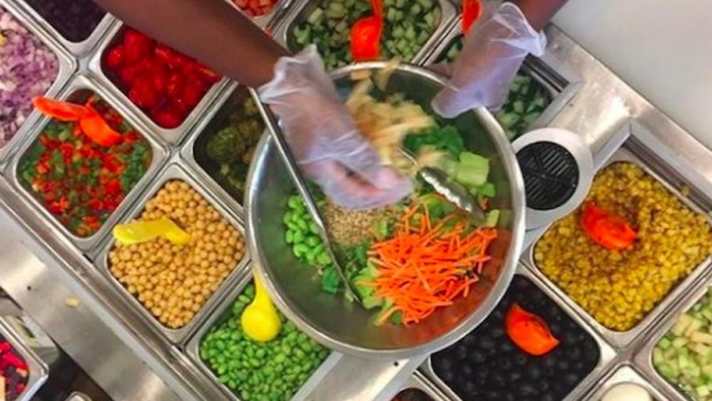 Salad mixing station at Tossed