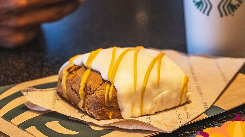 Pumpkin scone on table 