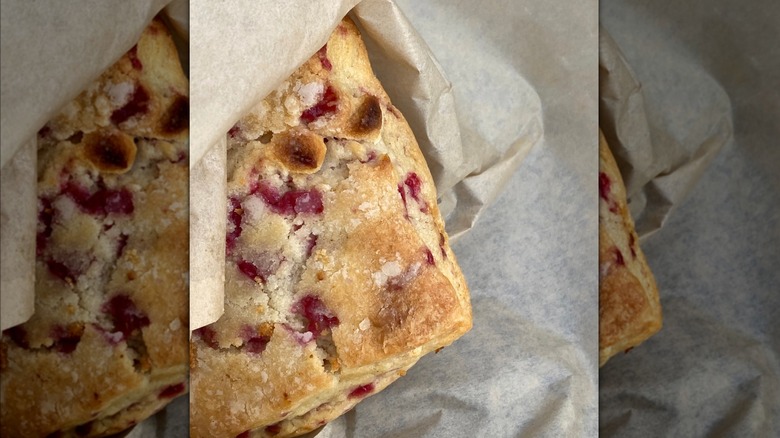 raspberry chocolate scone from Caribou