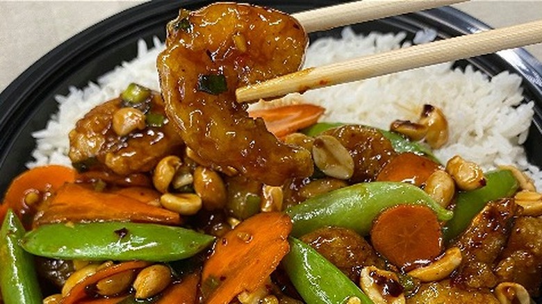 Shrimp Chinese dish with rice