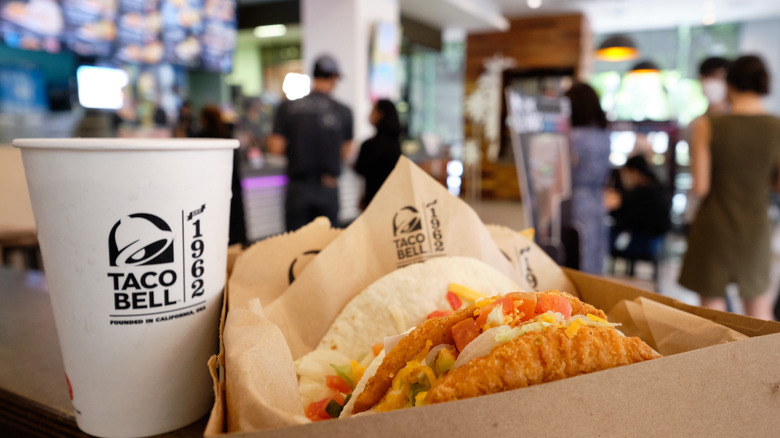 Taco Bell food in restaurant