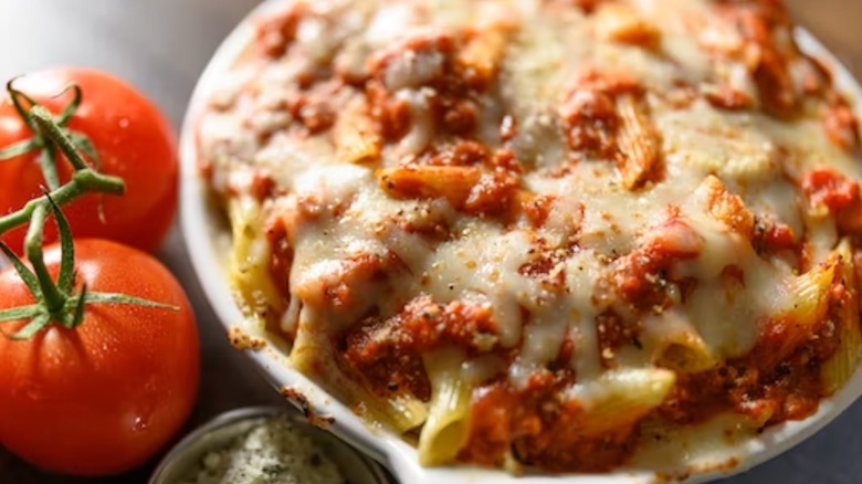 cheesy pasta and tomatoes