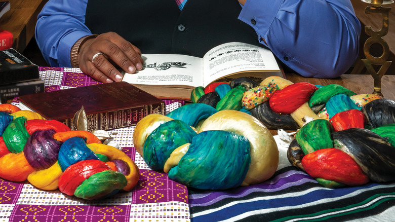 colorful challah loaves