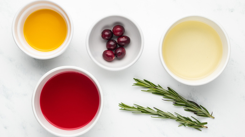 Cranberry mimosa ingredients laid out