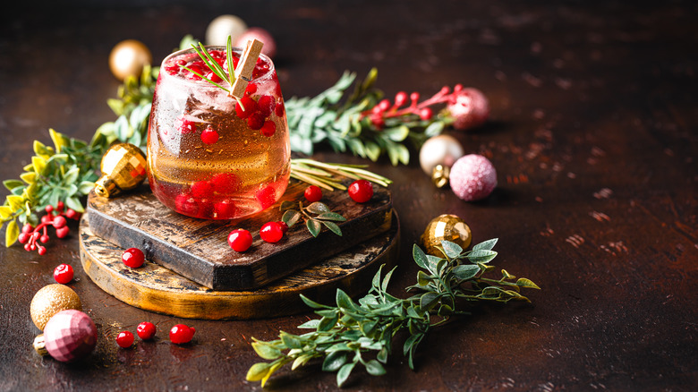 cranberry ginger ale on table