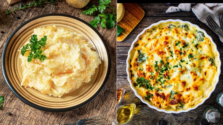 Root vegetable mash and chicken casserole