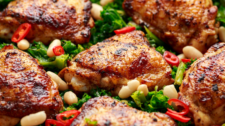 Sheet pan chicken with kale