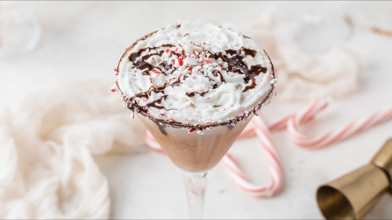 chocolate peppermint martini on table