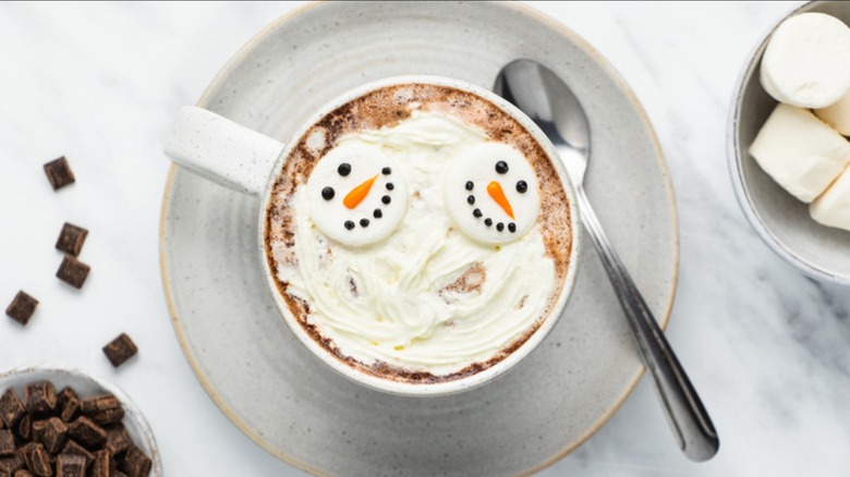 snowman soup in mug