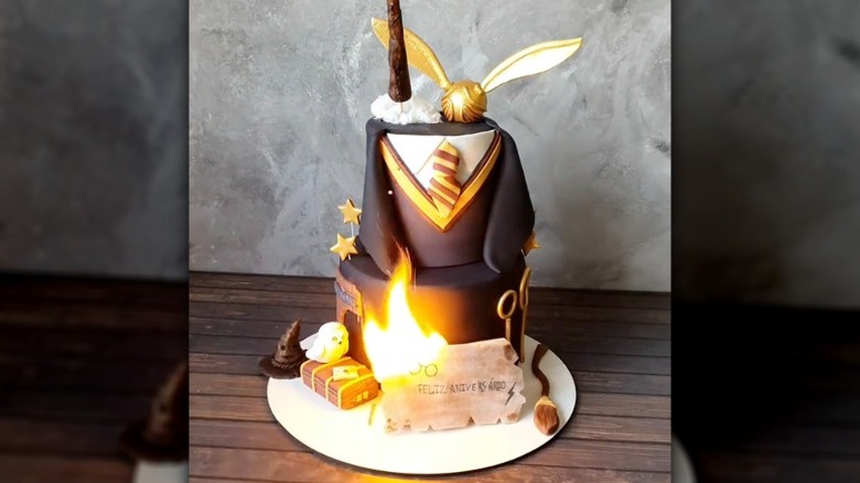 harry potter cake with fire