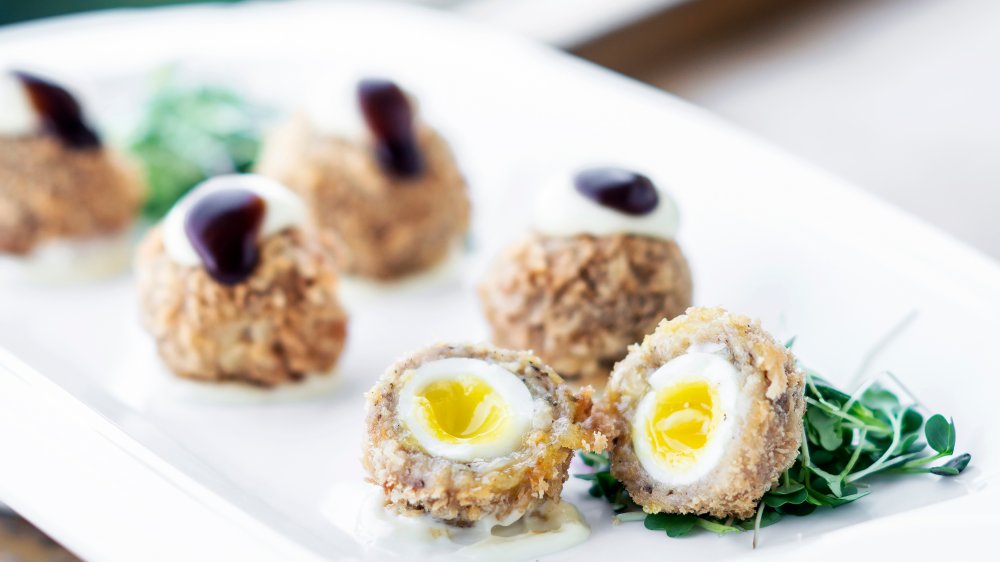 Quail scotch eggs