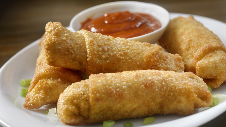 egg rolls on plate