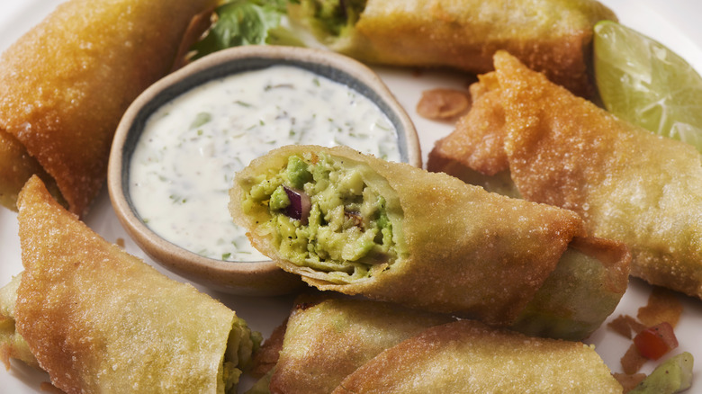 egg rolls on plate