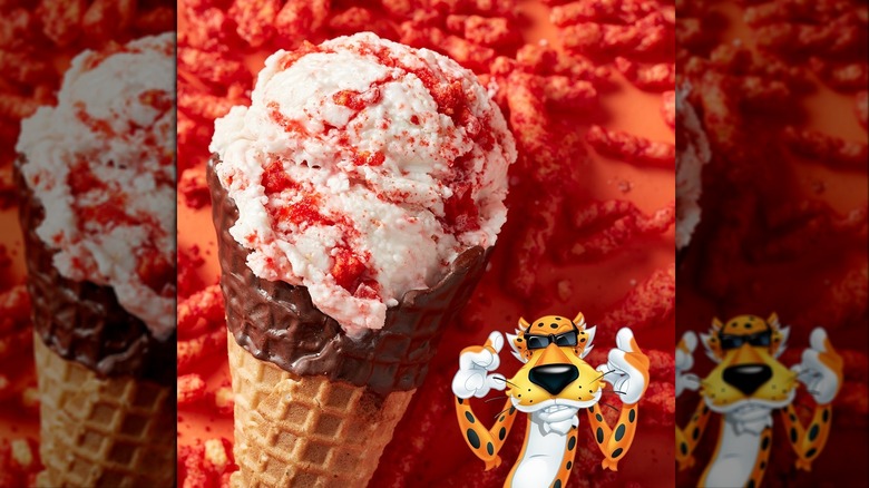 Cone of Flamin hot cheetos ice cream