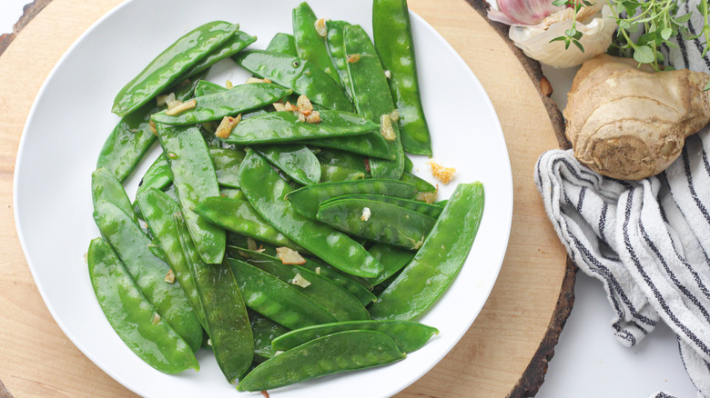 snow peas on a plate