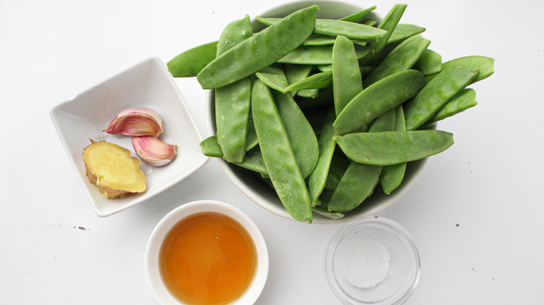 ingredients for flash-fried snow peas