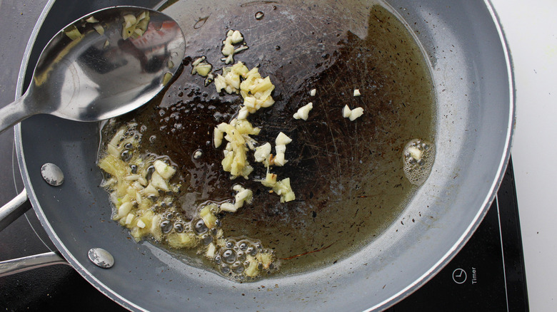 garlic and ginger in a pan