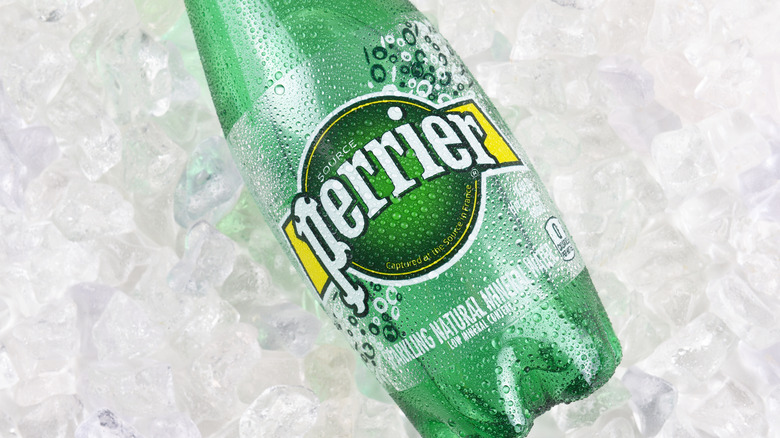 Perrier bottle on ice