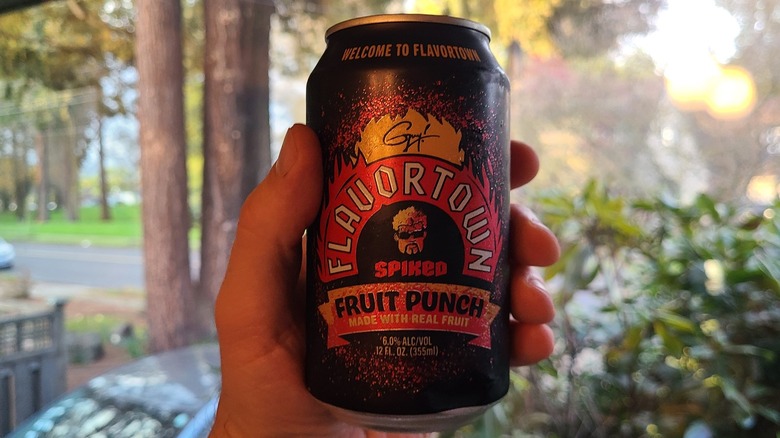 Flavortown spiked fruit punch by window