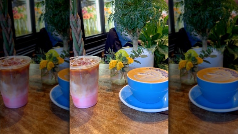 Two coffees on a table