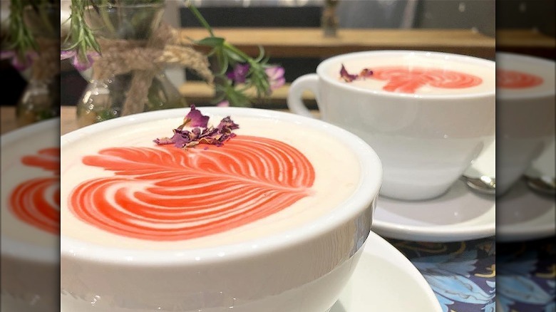 rose petal milk latte