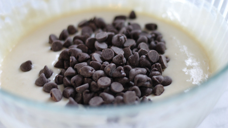 Pancake batter with chocolate chips