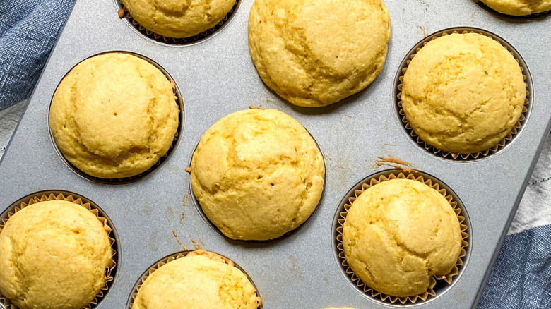 Fluffy Cornbread Muffins straight out of the oven